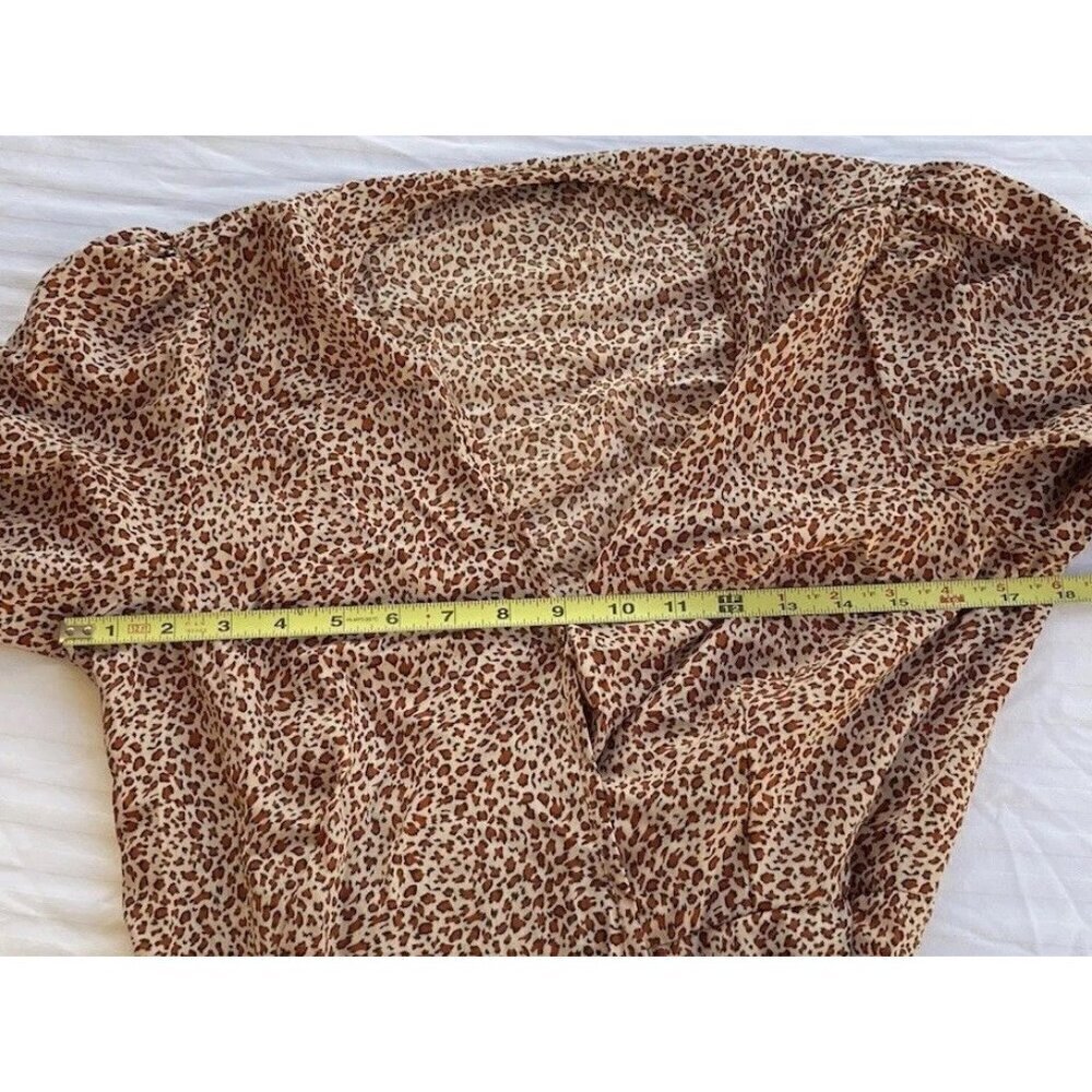 Pretty Garden Long Sleeve Boho Leopard Print Maxi Dress Women’s Sz M Ruffle Hem - Picture 6 of 13